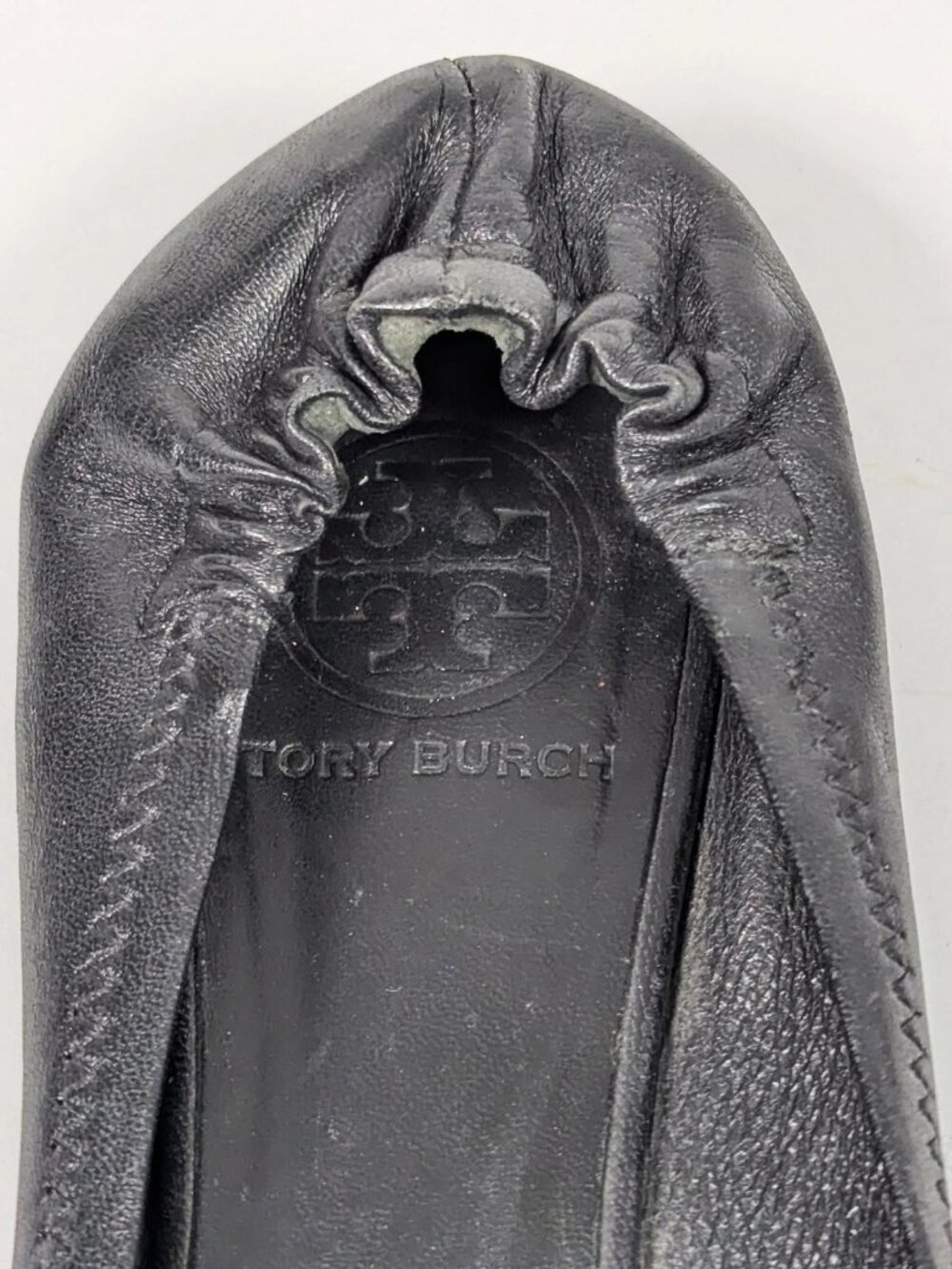 Tory Burch Minnie Travel Ballet Flats Women 7.5 M Black Leather Logo Medallion - Picture 6 of 7